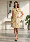 Jacquard A-Line Crew Neck Floral Cocktail Dresses