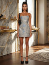 Jacquard Bodycon Strapless Floral Formal Dresses