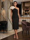 Sequin Sheath One Shoulder 3D Flowers Cocktail Dresses