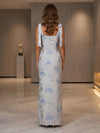Jacquard Sheath Square Neck Simple Formal Dresses