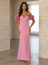 Jersey Mermaid Off the Shoulder 3D Flowers Formal Dresses