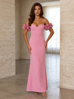 Jersey Mermaid Off the Shoulder 3D Flowers Formal Dresses