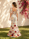 Chiffon Mermaid Square Neck 3D Flowers Formal Dresses