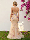 Tulle Mermaid Spaghetti Straps 3D Flowers Formal Dresses
