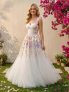 Tulle A-Line Sweetheart 3D Flowers Formal Dresses