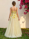 Tulle A-Line Spaghetti Straps 3D Flowers Formal Dresses