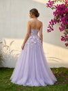 Tulle A-Line Strapless Formal Dresses with 3D Flowers