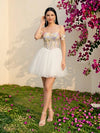 Tulle A-Line Off the Shoulder Formal Dresses with 3D Flowers