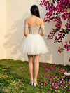 Tulle A-Line Off the Shoulder Formal Dresses with 3D Flowers