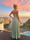Chiffon A-Line Strapless Pleated Formal Dresses