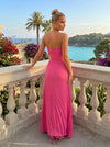 Chiffon A-Line Strapless Pleated Formal Dresses
