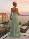 Chiffon High Low Strapless Pleated Formal Dresses