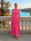 Chiffon A-Line Crew Neck Pleated Formal Dresses