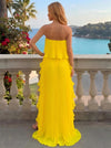 Chiffon A-Line Strapless Pleated Formal Dresses