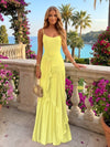 Chiffon A-Line Spaghetti Straps Pleated Formal Dresses