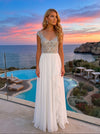 Chiffon A-Line Crew Neck Sequin Applique  Formal Dresses