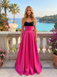 Satin A-Line Sweetheart Splicing Formal Dresses