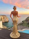 Sequin Mermaid Spaghetti Straps Glitter Wedding Guest Dresses