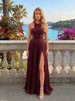 Chiffon A-Line Off the Shoulder Pleated Formal Dresses