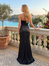 Sequin Satin Mermaid Sweetheart Wedding Guest Dresses with Slit