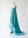 Strapless Chiffon Hi Low Formal Tent/ Trapeze /Tube Dresses with Feather