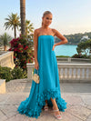 Strapless Chiffon Hi Low Formal Dresses with Feather