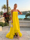 Strapless Chiffon Hi Low Formal Dresses with Feather