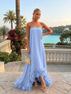 Strapless Chiffon Hi Low Formal Dresses with Feather