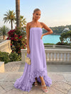 Strapless Chiffon Hi Low Formal Dresses with Feather