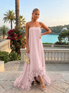 Strapless Chiffon Hi Low Formal Dresses with Feather