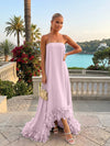 Strapless Chiffon Hi Low Formal Dresses with Feather