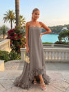 Strapless Chiffon Hi Low Formal Dresses with Feather