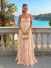 Chiffon A-Line Strapless Ruffles Formal Dresses