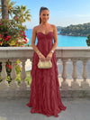 Chiffon A-Line Strapless Ruffles Formal Dresses