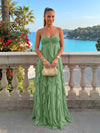 Chiffon A-Line Strapless Ruffles Formal Dresses