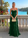 Chiffon A-Line Strapless Ruffles Formal Dresses