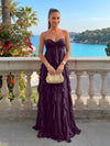 Chiffon A-Line Strapless Ruffles Formal Dresses