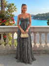 Chiffon A-Line Strapless Ruffles Formal Dresses