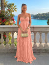 Chiffon A-Line Strapless Ruffles Formal Dresses
