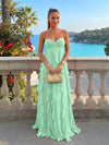 Chiffon A-Line Strapless Ruffles Formal Dresses