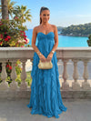 Chiffon A-Line Strapless Ruffles Formal Dresses