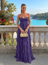 Chiffon A-Line Strapless Ruffles Formal Dresses