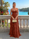 Chiffon A-Line Strapless Ruffles Formal Dresses