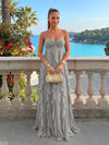 Chiffon A-Line Strapless Ruffles Formal Dresses