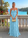 Chiffon A-Line Strapless Ruffles Formal Dresses
