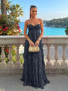 Chiffon A-Line Strapless Ruffles Formal Dresses