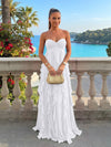 Chiffon A-Line Strapless Ruffles Formal Dresses