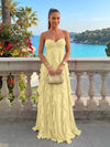 Chiffon A-Line Strapless Ruffles Formal Dresses