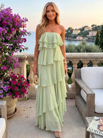 Chiffon Sheath Strapless Ruffles Formal Tent/ Trapeze /Tube Dresses