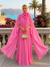 Chiffon Sheath Halter Formal Dresses with Long Caps